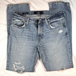 (29x32) HOLLISTER SLIM STRAIGHT DISTRESSED MID BLUE JEANS